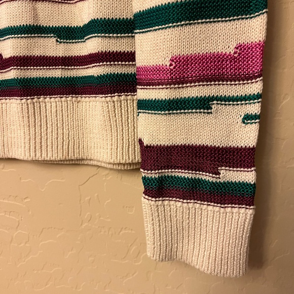 Copper Key Cream with Burgundy/Pink/Teal Stripes Knit Sweater - Picture 8 of 11